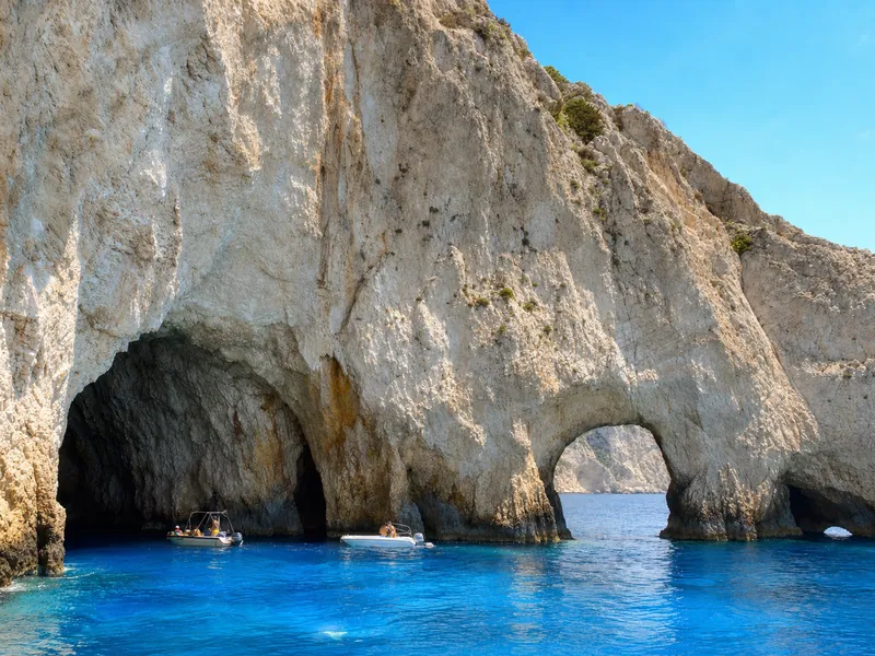 View from within the blue grotto in Malta